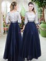 Vintage Organza 3 4 Length Sleeve Floor Length Prom Dress and Beading and Lace,Silhouette: A-lineNeckline: scoopSleeve Length: 3|4 length sleeveHemline/Train: floor lengthBack Detail: zipperEmbellishment: beading,laceFabric: organzaShown Color: navy blue(Color & Style representation may vary by monitor.)Occasion: prom,partySeason: spring,summer,fall,winterFully Lined: YesBuilt-In Bra: Yes