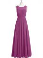 Chic Empire Prom Evening Gown Purple Scoop Chiffon Sleeveless Floor Length Zipper