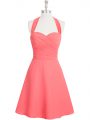 Fitting Watermelon Red A-line Ruching Homecoming Dress Zipper Chiffon Sleeveless Mini Length