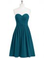 Teal Prom Dresses Prom and Party and Military Ball with Pleated Sweetheart Sleeveless Zipper