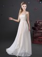 Chiffon Sweetheart Sleeveless Zipper Lace and Appliques Wedding Party Dress in White