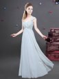 Best Selling One Shoulder Floor Length Empire Sleeveless Grey Bridesmaid Dresses Zipper