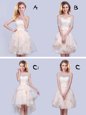 Organza Sleeveless Mini Length Quinceanera Court Dresses and Lace and Ruffles and Belt