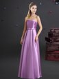 Free and Easy Floor Length Empire Sleeveless Lilac Dama Dress Zipper