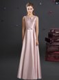 Floor Length Pink Bridesmaids Dress Straps Sleeveless Zipper