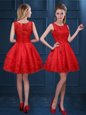 Best Selling Red Zipper Scoop Lace and Ruffled Layers Dama Dress Organza Sleeveless