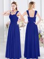 Elegant Royal Blue Straps Zipper Ruching Quinceanera Court Dresses Sleeveless