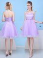 Tulle Sweetheart Sleeveless Lace Up Bowknot Wedding Party Dress in Lavender