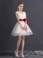 Trendy Red Quinceanera Court of Honor Dress Prom and Party and For with Appliques and Bowknot Strapless Sleeveless Lace Up