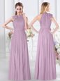 Lovely Halter Top Chiffon Sleeveless Knee Length Wedding Guest Dresses and Ruching