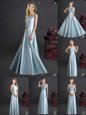 Square Sleeveless Zipper Floor Length Bowknot Damas Dress