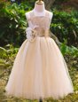 High Quality Champagne Sleeveless Lace Floor Length Toddler Flower Girl Dress