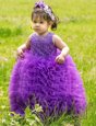 Lovely Scoop Sleeveless Lace and Ruffles Lace Up Flower Girl Dresses for Less