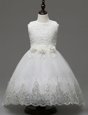 Sexy Scoop Sleeveless Brush Train Zipper Toddler Flower Girl Dress White Organza