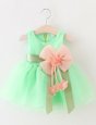 Scoop Apple Green A-line Beading and Bowknot Toddler Flower Girl Dress Zipper Organza Sleeveless Knee Length