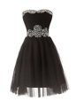 Black Sleeveless Tulle Zipper Prom Gown for Prom and Party