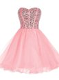 Wonderful Ruffled Pink Sleeveless Organza Zipper Celebrity Dress for Prom and Party