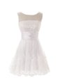 Clearance White Lace Zipper Scoop Sleeveless Mini Length Club Wear Beading and Lace