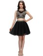 Black Prom Dresses Prom and Party and For with Beading High-neck Sleeveless Backless