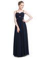 Ruching Prom Evening Gown Black Zipper Sleeveless Floor Length