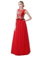 Scoop Sleeveless Beading and Appliques Zipper Prom Evening Gown