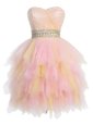 Classical Ruffled Sweetheart Sleeveless Zipper Prom Gown Multi-color Tulle