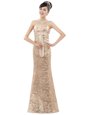 Sleeveless Floor Length Appliques Zipper Prom Dress with Champagne
