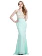 Fashionable Criss Cross Apple Green Sleeveless Brush Train Beading With Train Prom Evening Gown