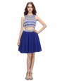 Scoop Sleeveless Knee Length Beading Backless Cocktail Dresses with Royal Blue