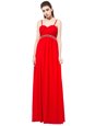 Red Sleeveless Beading Floor Length Homecoming Gowns