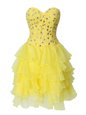 Wonderful Sleeveless Beading and Ruffled Layers Zipper Prom Party Dress