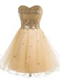 Champagne Sweetheart Neckline Sequins Homecoming Dress Sleeveless Lace Up