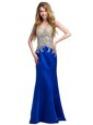 Stylish Royal Blue Backless Homecoming Dress Beading Sleeveless Floor Length
