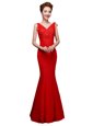 Dynamic Floor Length Red Runway Inspired Dress Lace Sleeveless Lace