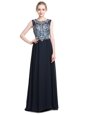 Delicate Scoop Chiffon Sleeveless With Train Celebrity Style Dress Brush Train and Beading