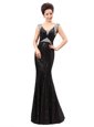 Black Column/Sheath V-neck Sleeveless Sequined Floor Length Zipper Sequins Prom Dress