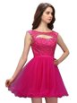 Best Fuchsia Sleeveless Organza Zipper Prom Evening Gown for Prom and Party