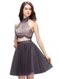 Perfect Chiffon Sleeveless Mini Length Prom Dresses and Beading