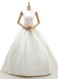 Dazzling White Sleeveless Ruching Floor Length Bridal Gown