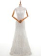 Cap Sleeves Lace and Appliques Lace Up Wedding Gown