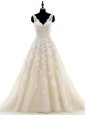 Mermaid White Sleeveless With Train Beading and Ruffles Lace Up Bridal Gown