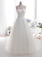 Fantastic White A-line Ruching Wedding Gowns Lace Up Tulle Sleeveless Floor Length