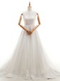 Free and Easy White A-line Tulle Sweetheart Sleeveless Appliques With Train Clasp Handle Bridal Gown Court Train