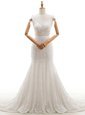 New Arrival V-neck Sleeveless Wedding Dresses With Train Court Train Lace White Lace