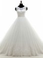 On Sale White Long Sleeves Satin Cathedral Train Zipper Wedding Dress for Wedding Party