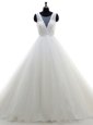 Sophisticated Scoop Sleeveless Brush Train Clasp Handle With Train Lace Wedding Gown