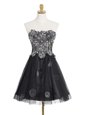 Black Dress for Prom Prom and For with Appliques Sweetheart Sleeveless Zipper