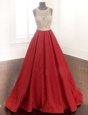 Great Scoop Floor Length A-line Sleeveless Red Prom Dresses Zipper