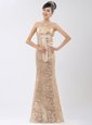 Strapless Sleeveless Homecoming Dress Floor Length Appliques and Belt Champagne Sequined