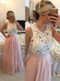 Hot Sale Baby Pink Mother Of The Bride Dress Prom and Party and For with Beading Scoop Sleeveless Zipper